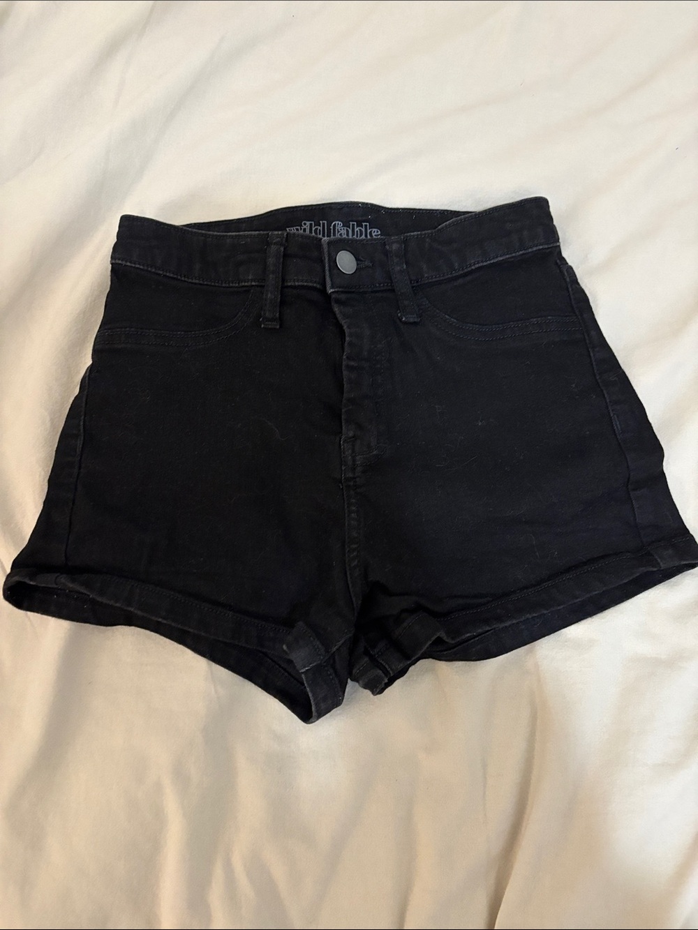 wild fable Black High-Waist Denim Shorts